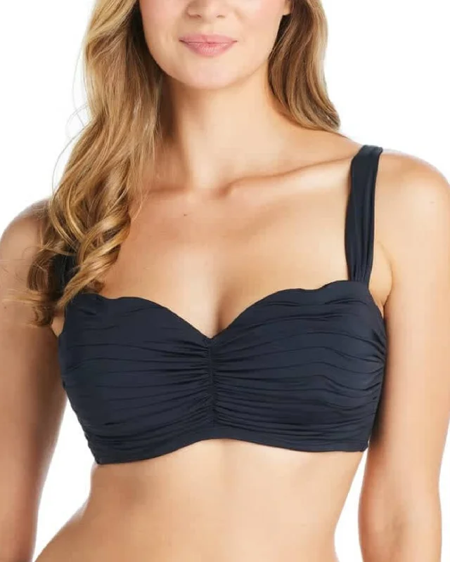 2025 Bleu by Rod Beattie Kore Underwire D Cup Shirred Bandeau Bikini Top - Rbkk00179