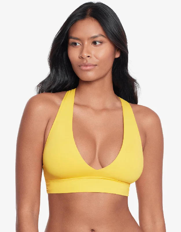 Beach Club Solids Twist X Back Bikini Top - Yellow