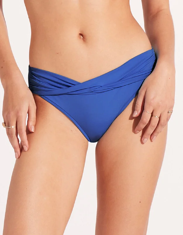 Collective Twist Band Hipster Bikini Pant - Azure