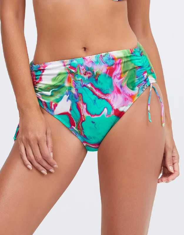 Frida Adjustable Leg Bikini Pant - Green Marble