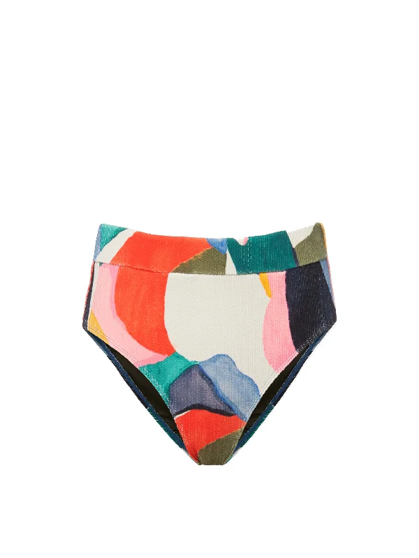 Hi Leg Hi Waist Bottom In Carta Colorblock Texture