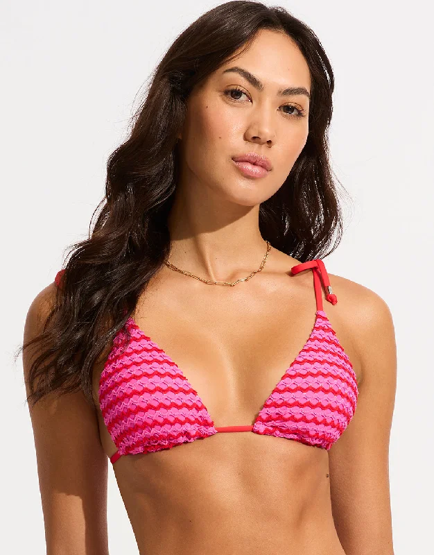 Mesh Effect Slide Tri Bikini Top - Chilli Red