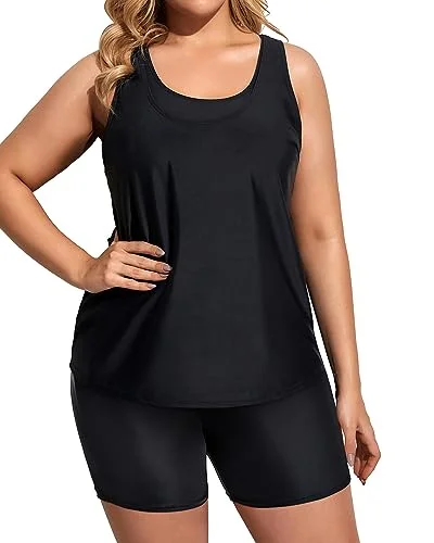 Plus Size Athletic 3 Piece Tankini Swimsuits