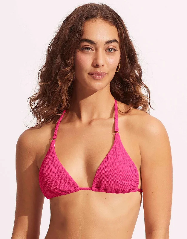 Sea Dive Slide Tri Bikini Top - Fuchsia Rose