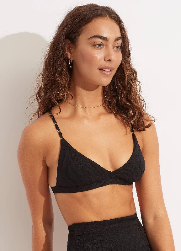 Second Wave Fixed Tri Bra - Black