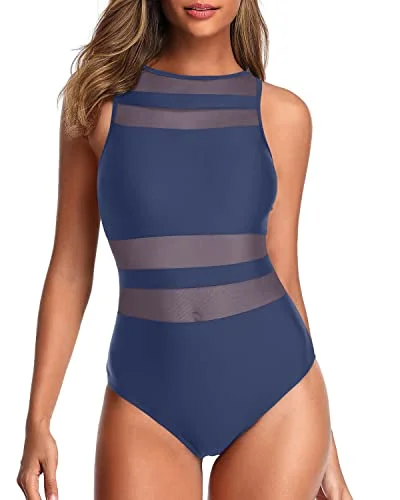 Open Back Slimming Bathing Suits For Women-Blue