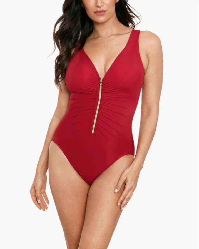 2024 Miraclesuit Razzle Dazzle Zipt One Piece Swimsuit (More colors available) - 6553239