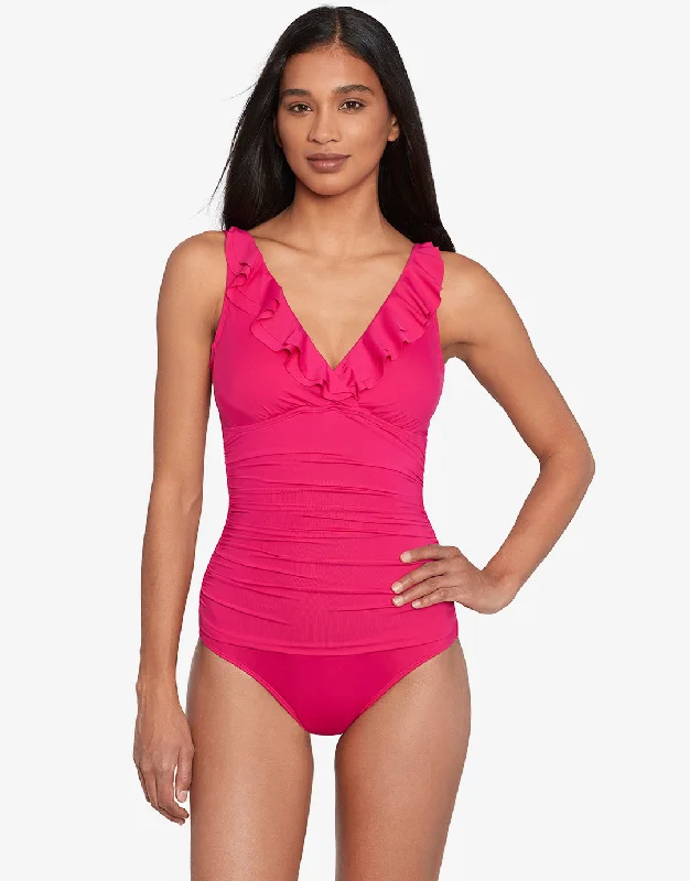 Beach Club Solids Ruffle Swimsuit - Orchid