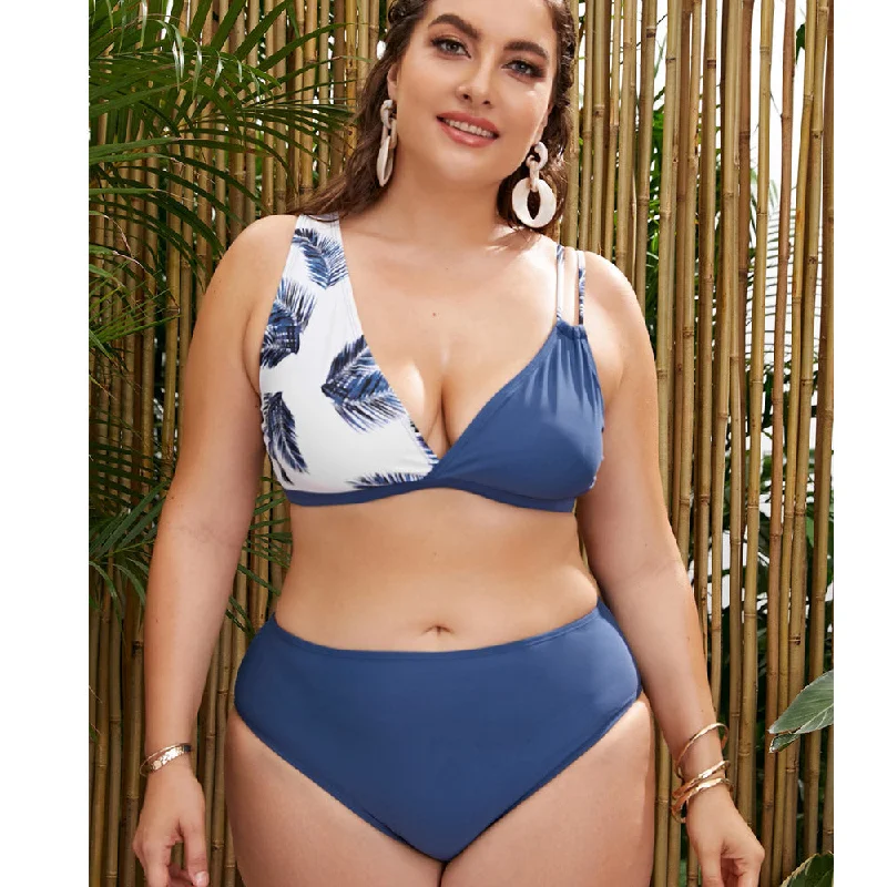 Fashion Print High Waist Two-Piece Swimsuit Plus Size Swimwear