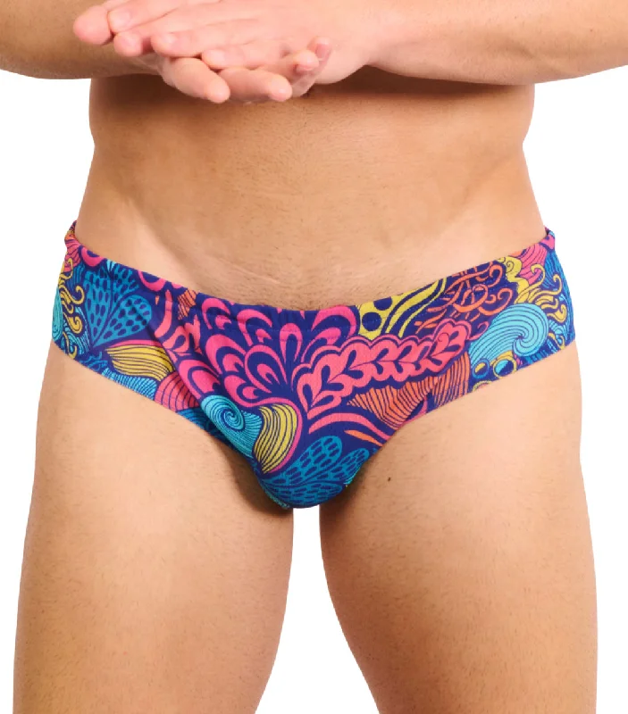 Floral Wave Tan Through Deep Waist Swim Brief