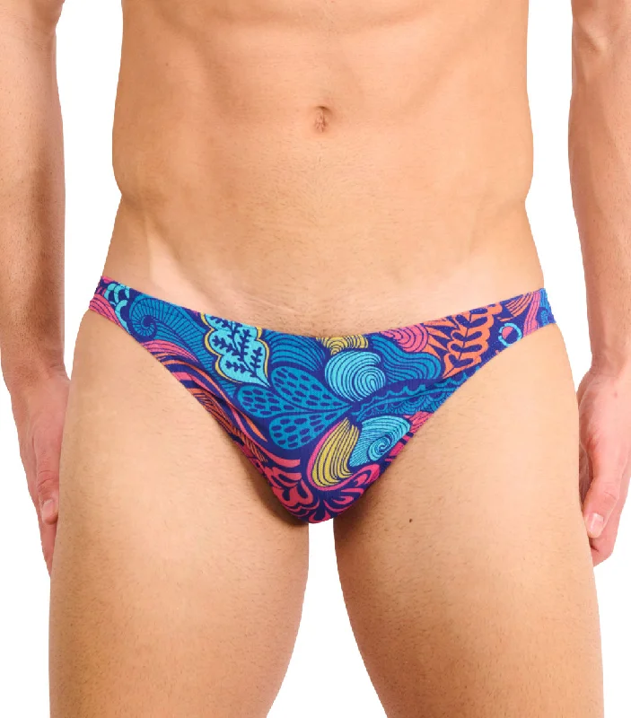 Floral Wave Tan Through Swim Micro Brief