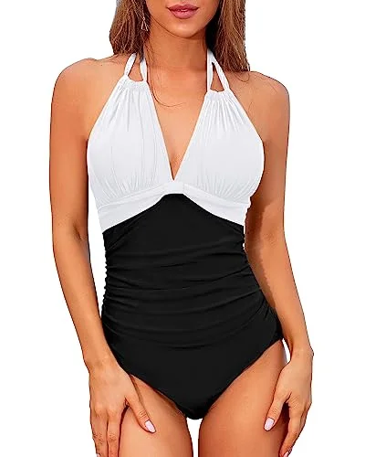 Halter Swimsuits Sexy Ruched Slimming Swimwear