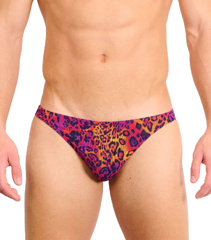 Hot Leopard Tan Through Swim Micro Brief