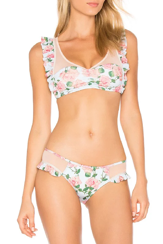 Iyasson Pink Floral Printing Two-piece Swimwear