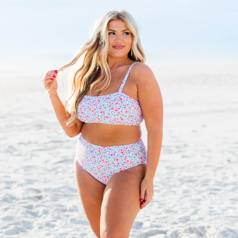 Lakeside Lover Swim Bottom, White Floral