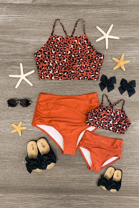 Mom & Me - Burnt Orange Cheetah Bikini