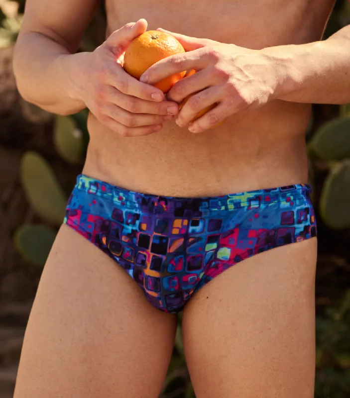 Mosaic Tan Through Deep Waist Swim Brief