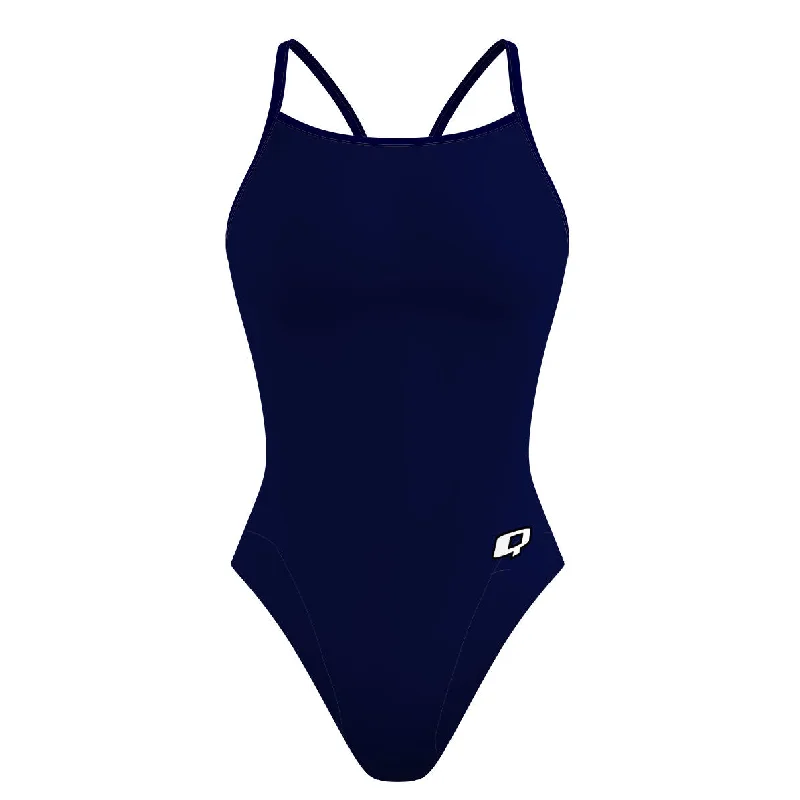 Solid Navy - Skinny Strap Swimsuit