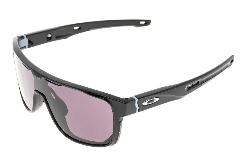 Oakley Crossrange Shield Sunglasses Polished Black Frame Black Lens