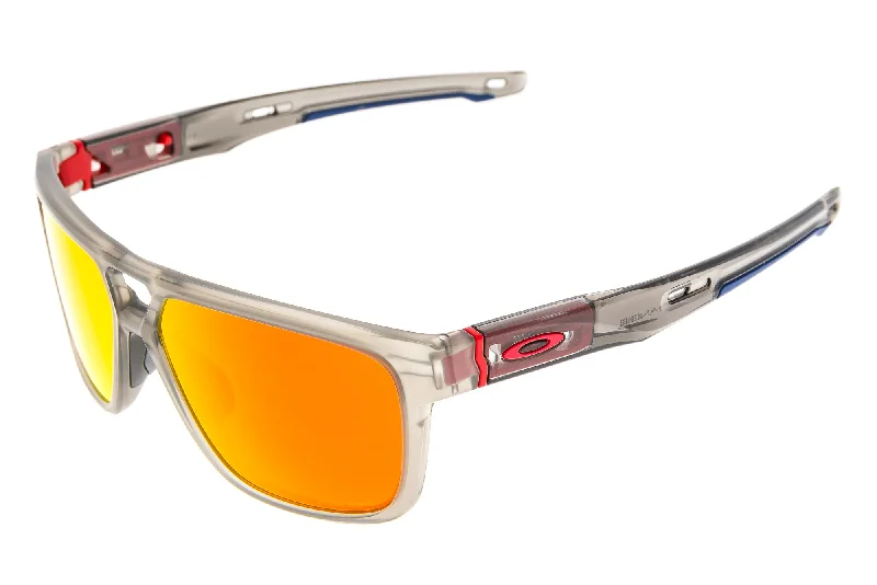 Oakley Crossrange Sunglasses Grey Clear Frame Prizm Red Lens