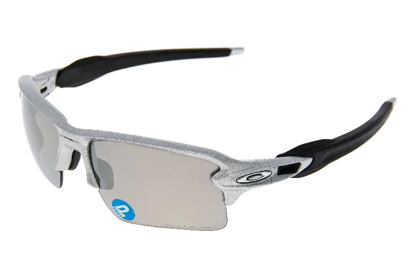 Oakley Flak 2.0 Sunglasses Matte Silver Frame Gray Polarized Lens