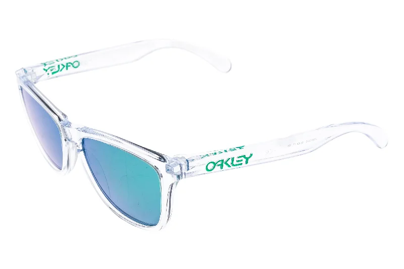 Oakley Frogskins Sunglasses Clear Frame Green Iridium Lens