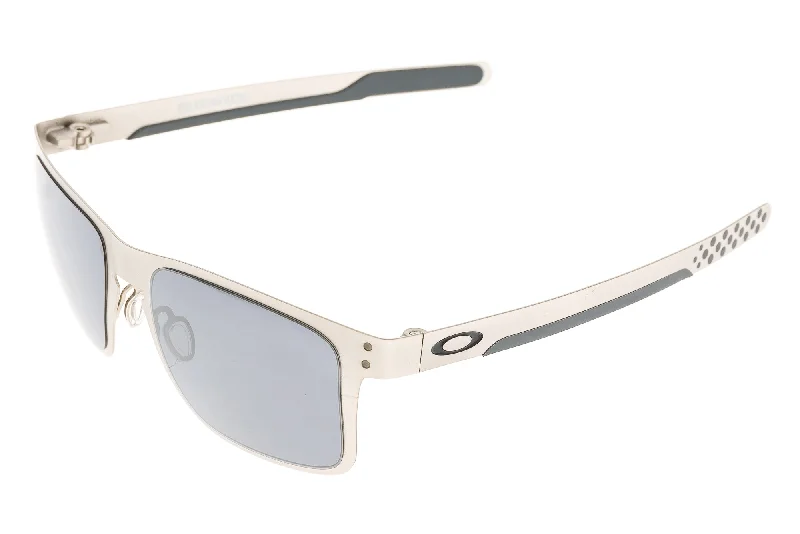 Oakley Holbrook Metal Sunglasses Satin Chrome Frame Black Iridium Lens