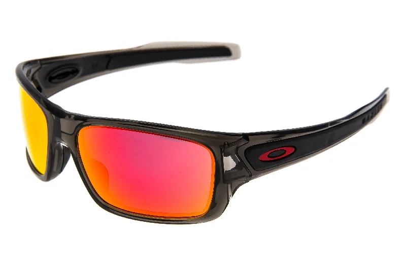 Oakley Turbine S Sunglasses Gray Smoke Frame Ruby Iridium Lens