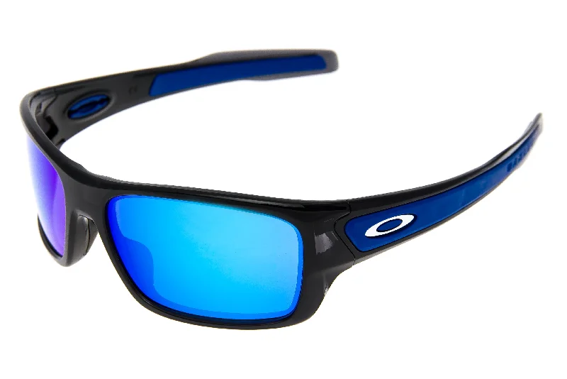 Oakley Turbine S Sunglasses Polished Black/Blue Frame Iridium Sapphire Lens