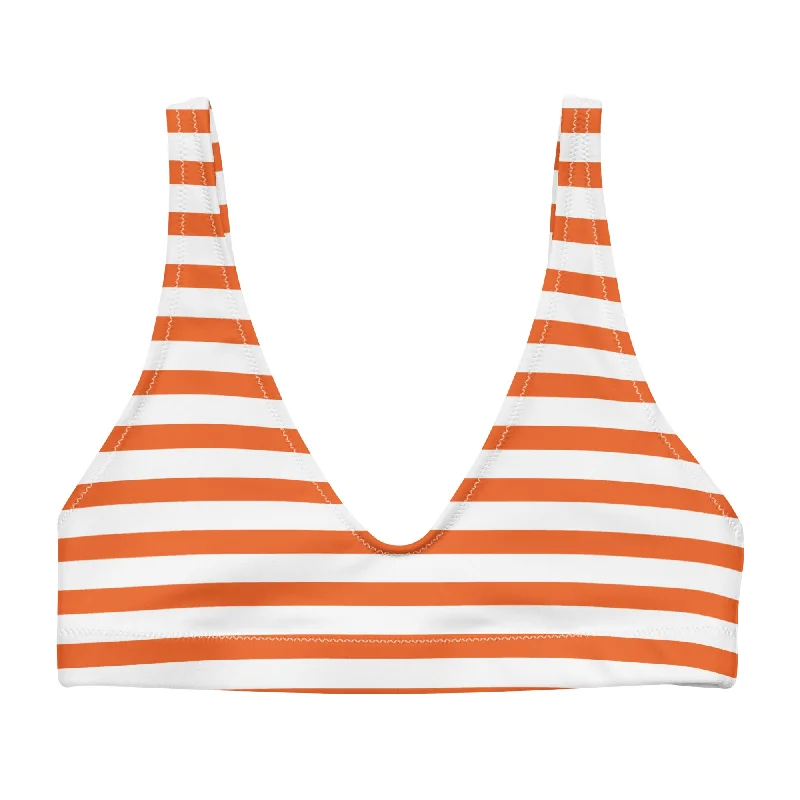 Orange and White Beach Stripes Halter Bikini Top