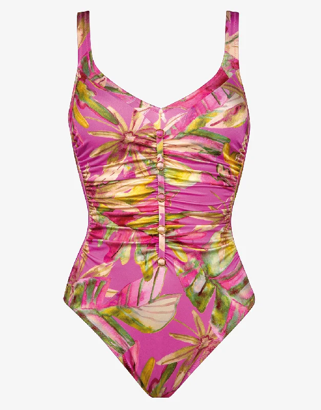 Pink Heart Moulded Detail Swimsuit - Pink Blush