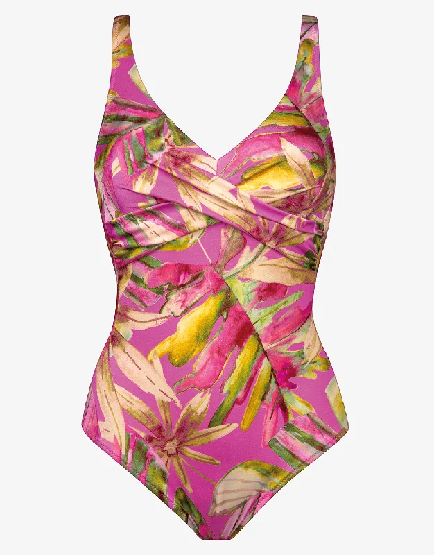 Pink Heart Wrap Front Swimsuit - Pink Blush