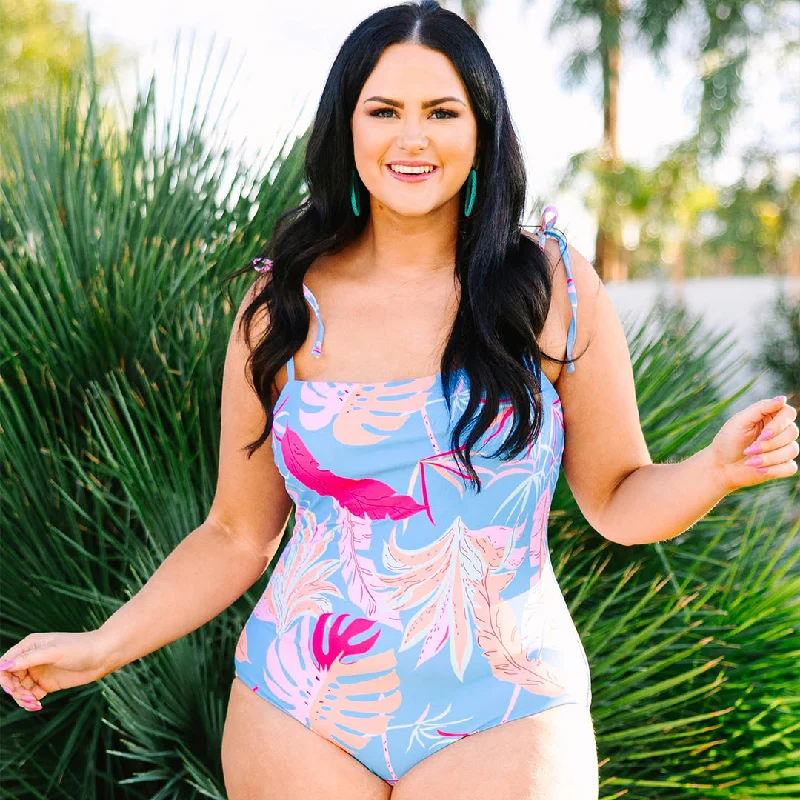 Seaside Sweetheart Swimsuit, Blue Floral