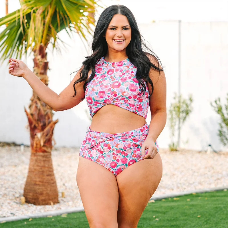 Swim With Me Swim Top, Pink Floral