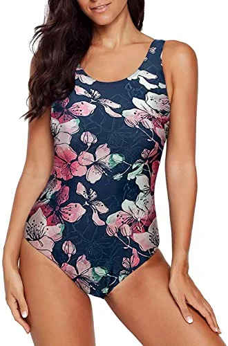 Women's Color Block Print One-piece Swimsuit