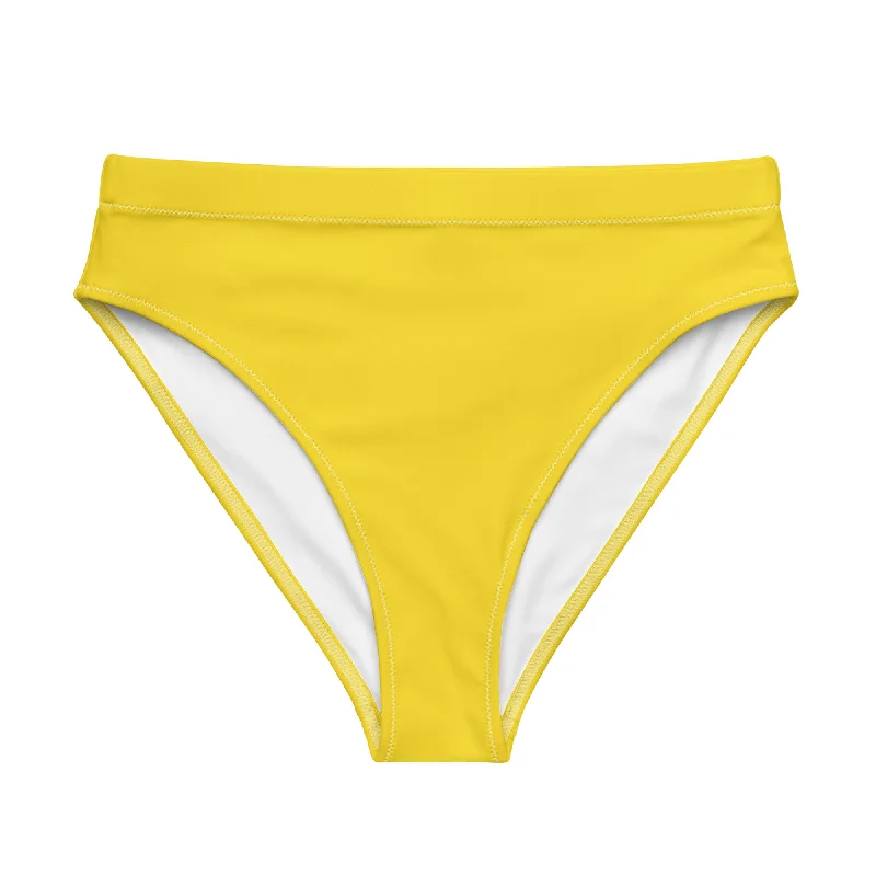 Yellow High Waisted Bikini Swimsuit Bottom